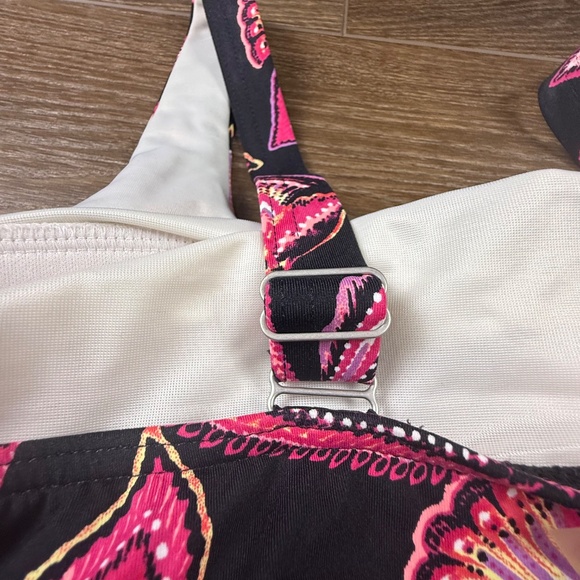 Lands End Women's Two-Piece Tankini Swimsuit, Pink/Black Top 12 Bottom 14 Summer - Picture 8 of 15